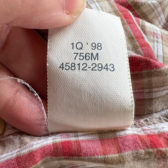 Vintage Dockers Womens Plaid Button Down Blouse Shirt Top Red Brown Medium - Picture 14 of 14
